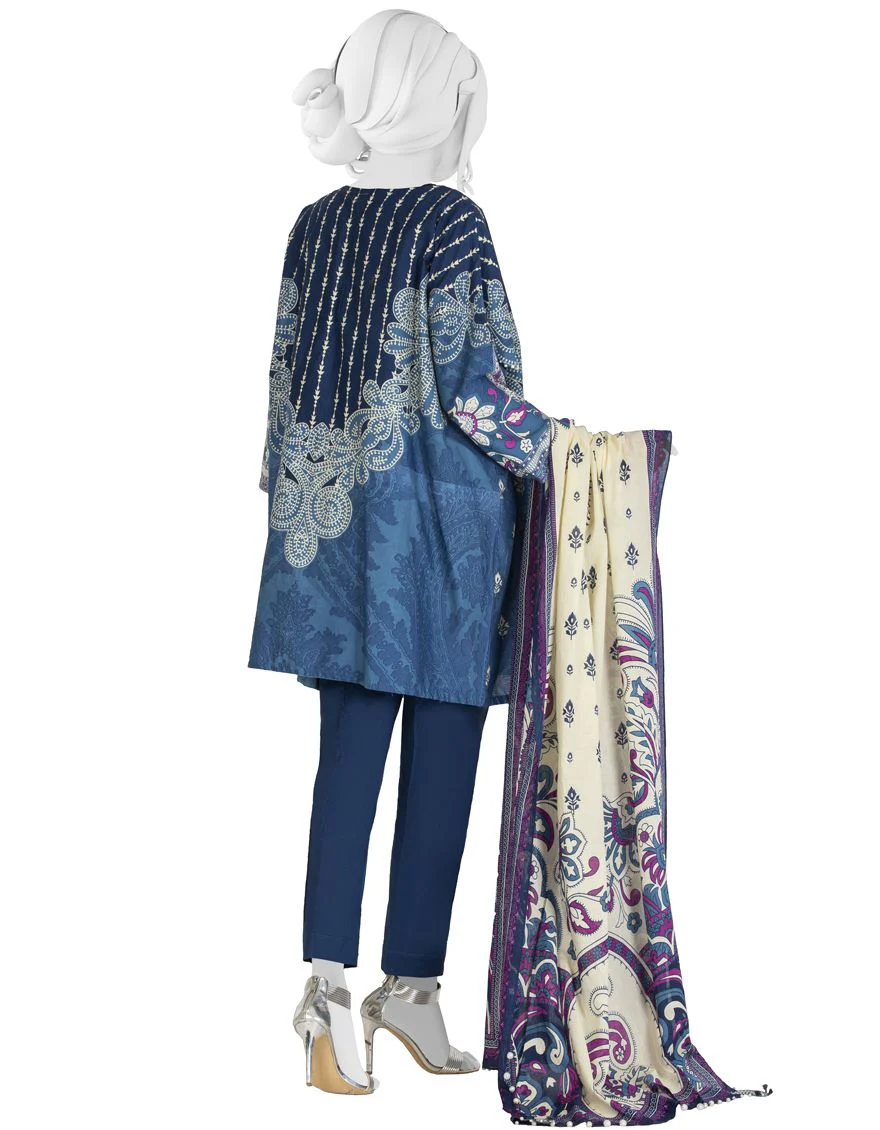 BLUE CAMBRIC 3PC UNSTITCHED | JJLS-W-JW-US-21-1724 FB/FESTAL - Image 3