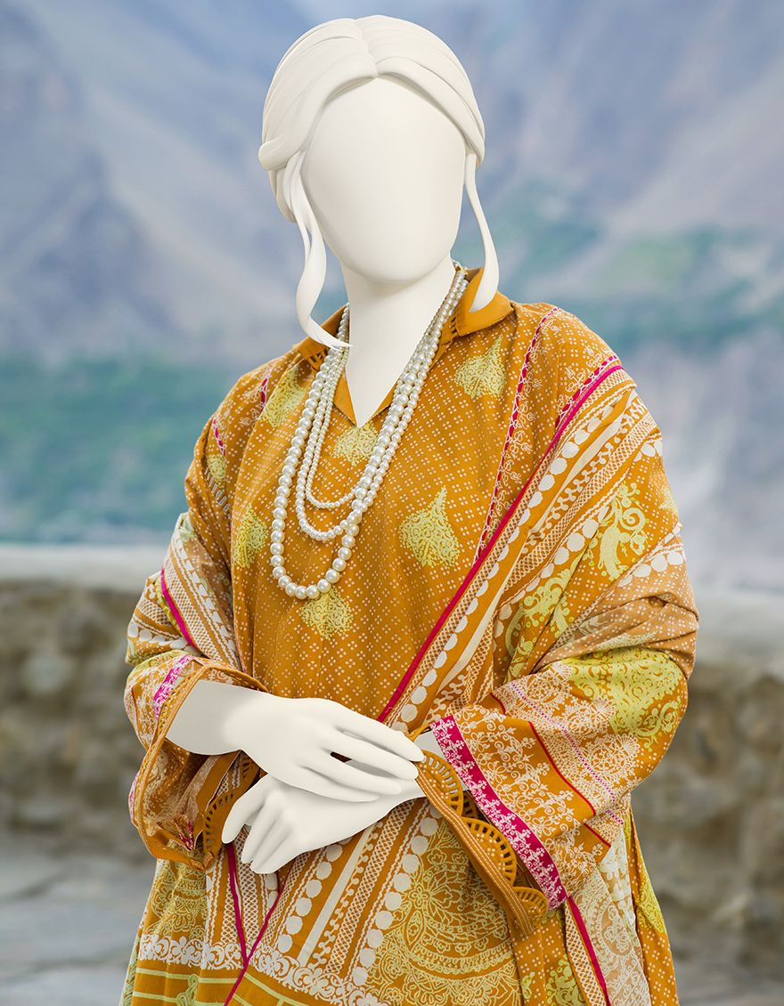 MUSTARD CAMBRIC 3PC UNSTITCHED | JJLS-W-JW-US-21-1725 FB/ZARI - Image 3