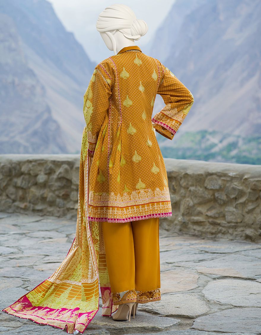 MUSTARD CAMBRIC 3PC UNSTITCHED | JJLS-W-JW-US-21-1725 FB/ZARI - Image 4