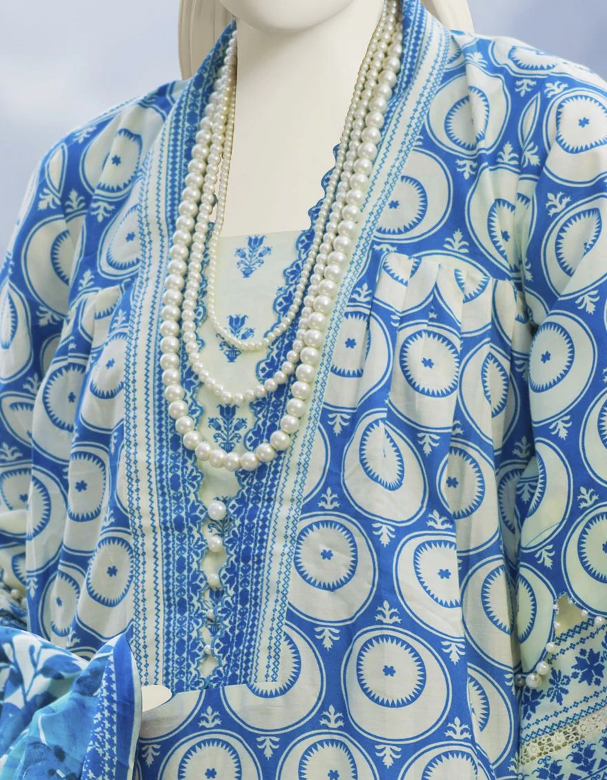 BLUE CHECK CAMBRIC 3PC UNSTITCHED | JJLS-W-JW-US-21-1726 FB/BELLE - Image 2