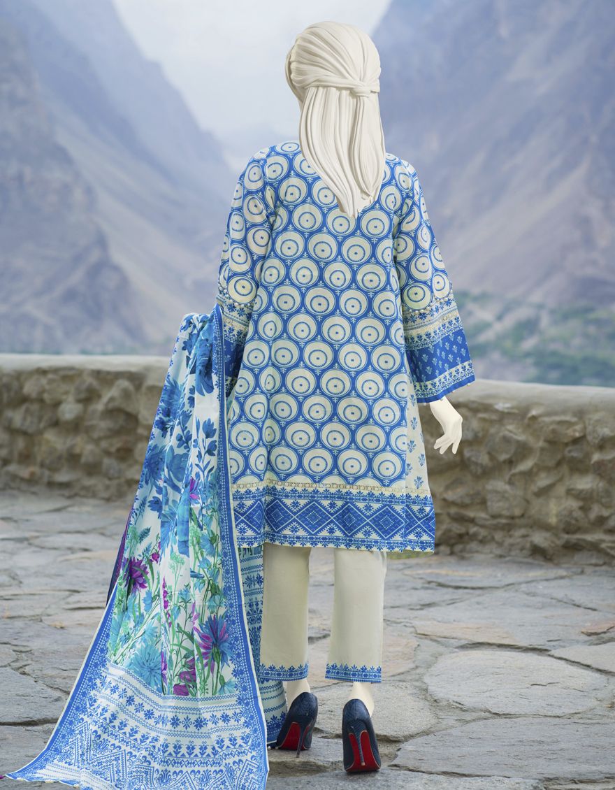 BLUE CHECK CAMBRIC 3PC UNSTITCHED | JJLS-W-JW-US-21-1726 FB/BELLE - Image 3