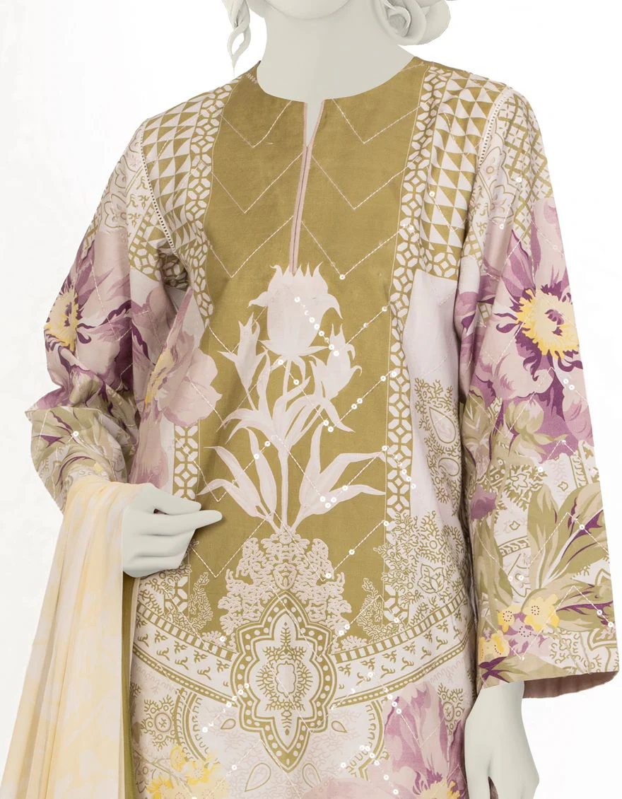 GREEN CAMBRIC 3PC UNSTITCHED | JJLS-W-JW-US-21-1744 FB/ANASTASIA - Image 3