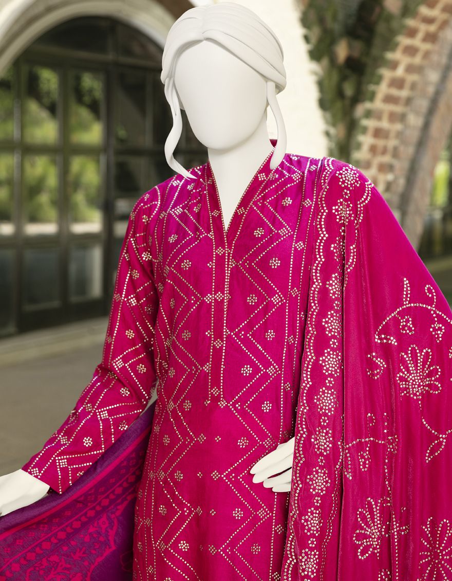 PINK RAW SILK 3PC UNSTITCHED | JJLS-W-JW-US-21-1750 FB/CYPRESS - Image 3