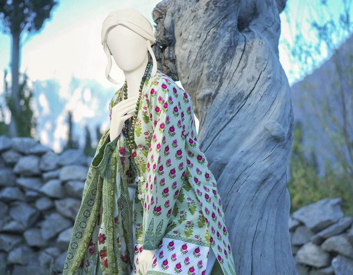 GREEN CAMBRIC 3PC UNSTITCHED | JJLS-W-JW-US-21-1756 FB/AURA - Image 2