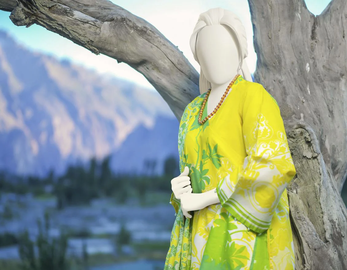 YELLOW CAMBRIC 3PC UNSTITCHED | JJLS-W-JW-US-21-1760 FB/FLORIST - Image 2