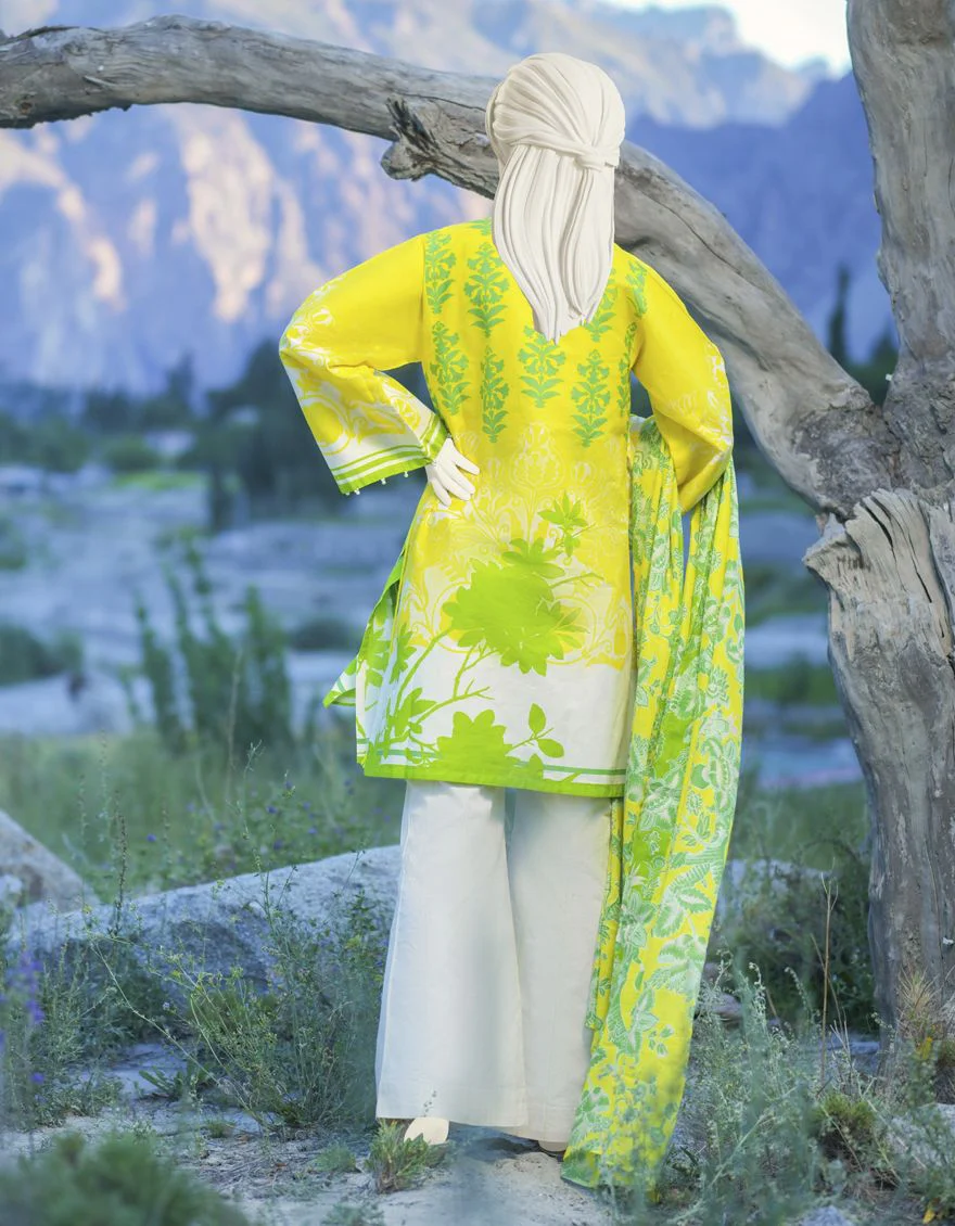 YELLOW CAMBRIC 3PC UNSTITCHED | JJLS-W-JW-US-21-1760 FB/FLORIST - Image 3
