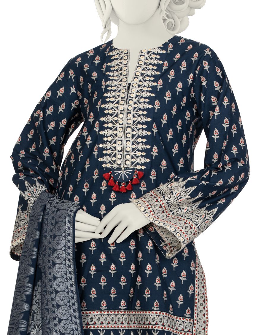 BLUE CAMBRIC 3PC UNSTITCHED | JJLS-W-JW-US-21-1770 FB/JOUR - Image 3