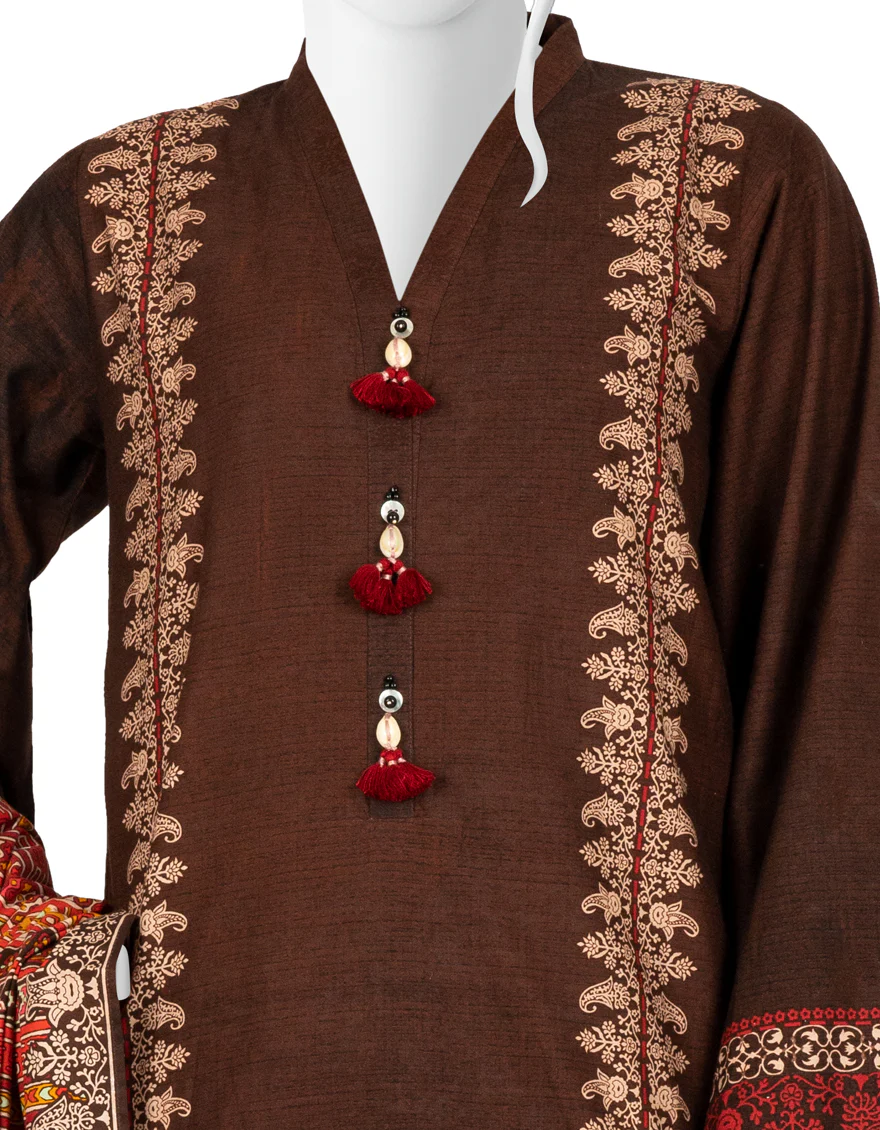 MAROON KHADDAR 3PC UNSTITCHED | JJLS-W-JW-US-22-1723 FB/IGNITE - Image 3