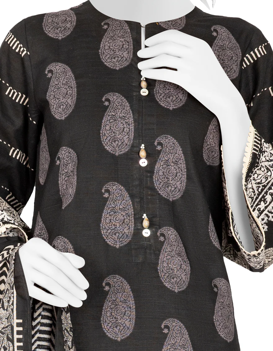 BLACK KHADDAR 3PC UNSTITCHED | JJLS-W-JW-US-22-1724 FB/COLABA - Image 3