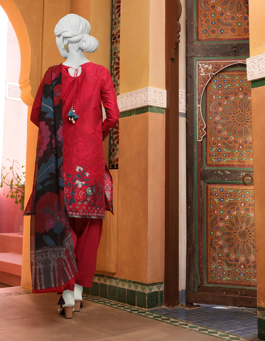 RED CAMBRIC 3PC UNSTITCHED | JJLS-W-JW-US-22-1726 FB/CHINTZ - Image 2