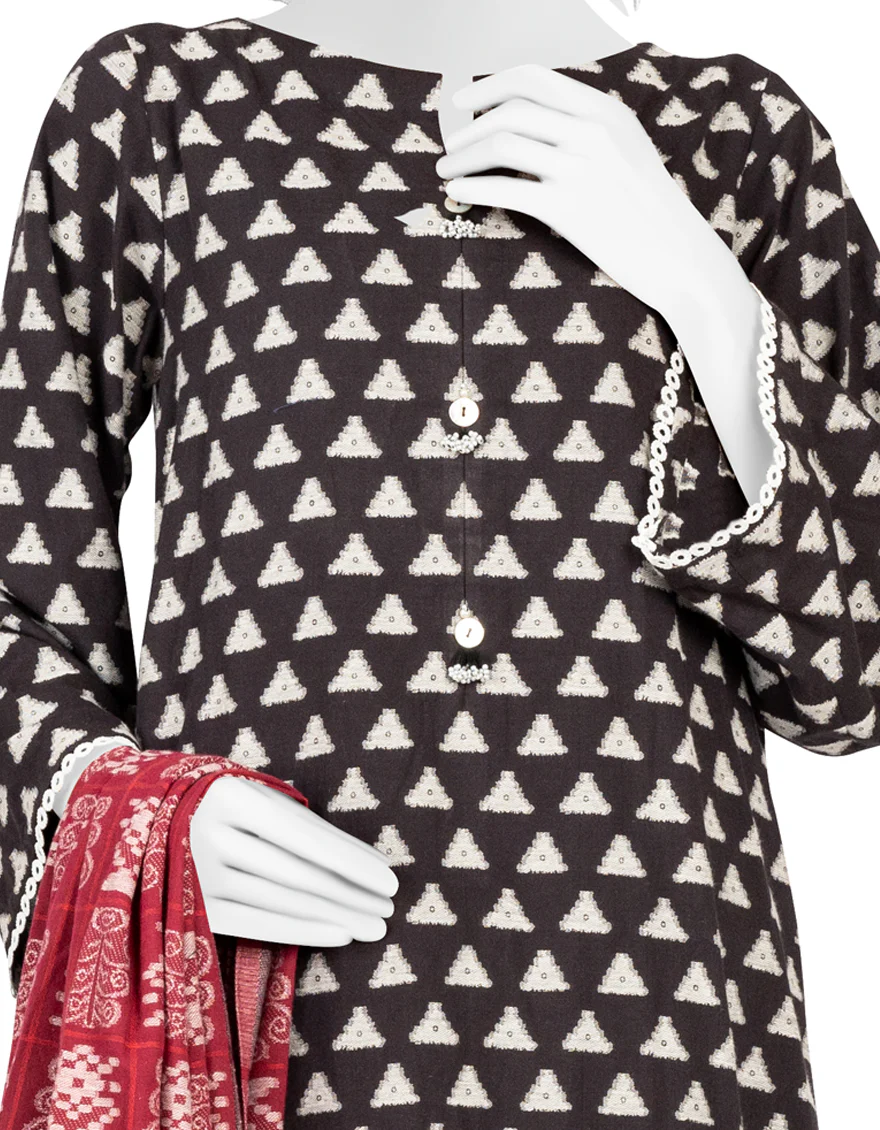BLACK JACQUARD 3PC UNSTITCHED | JJLS-W-JW-US-22-1729 FB/AMEERAH - Image 3