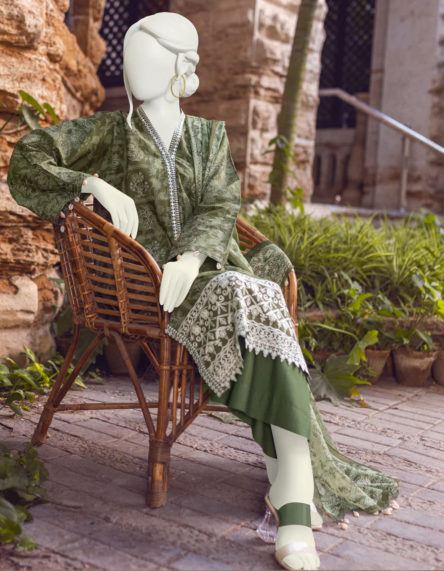 GREEN CAMBRIC 3PC UNSTITCHED | JJLS-W-JW-US-22-1739 FB/THIRMA - Image 3