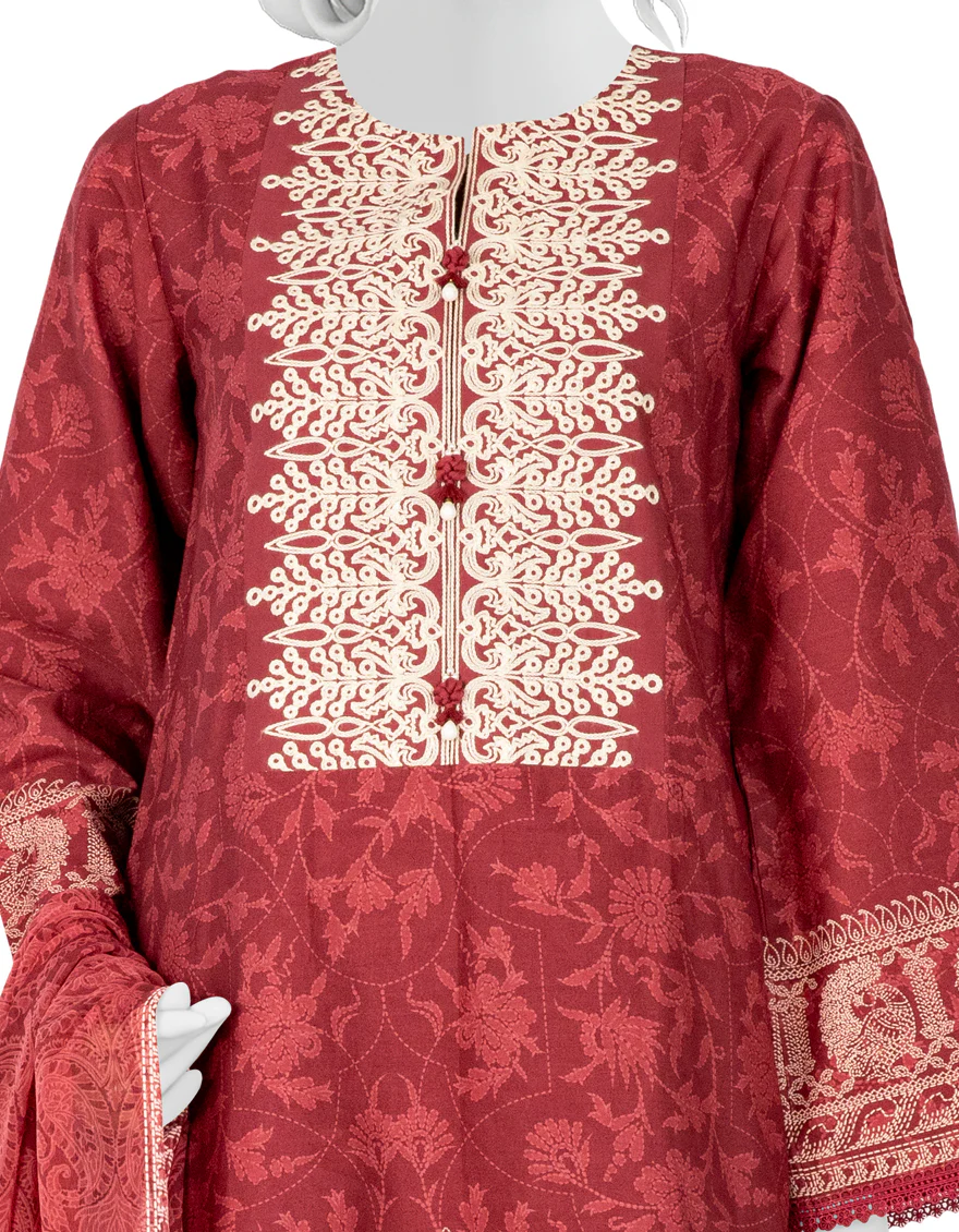 PINK-MAROON CAMBRIC 3PC UNSTITCHED | JJLS-W-JW-US-22-1740 FB/CHANDERI - Image 3