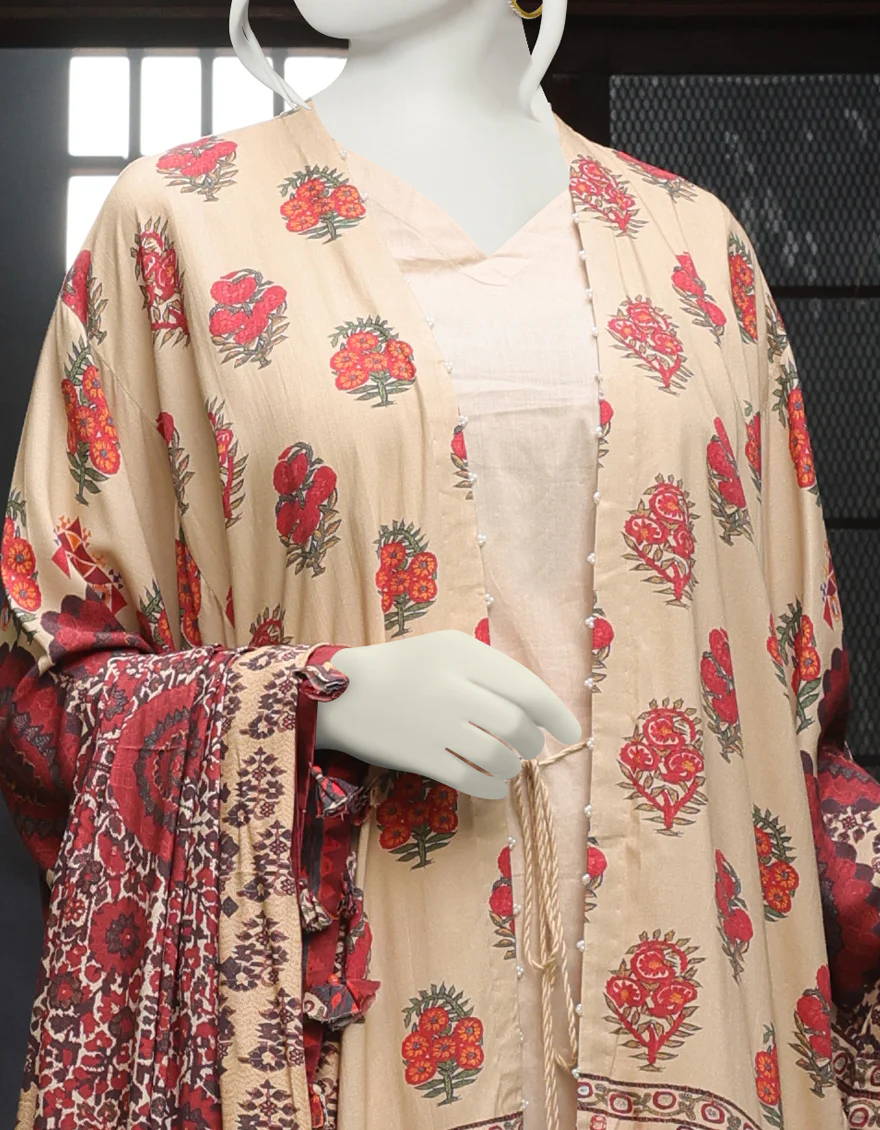 BEIGE LINEN 3PC UNSTITCHED | JJLS-W-JW-US-22-1745 FB/CASHMERE - Image 3
