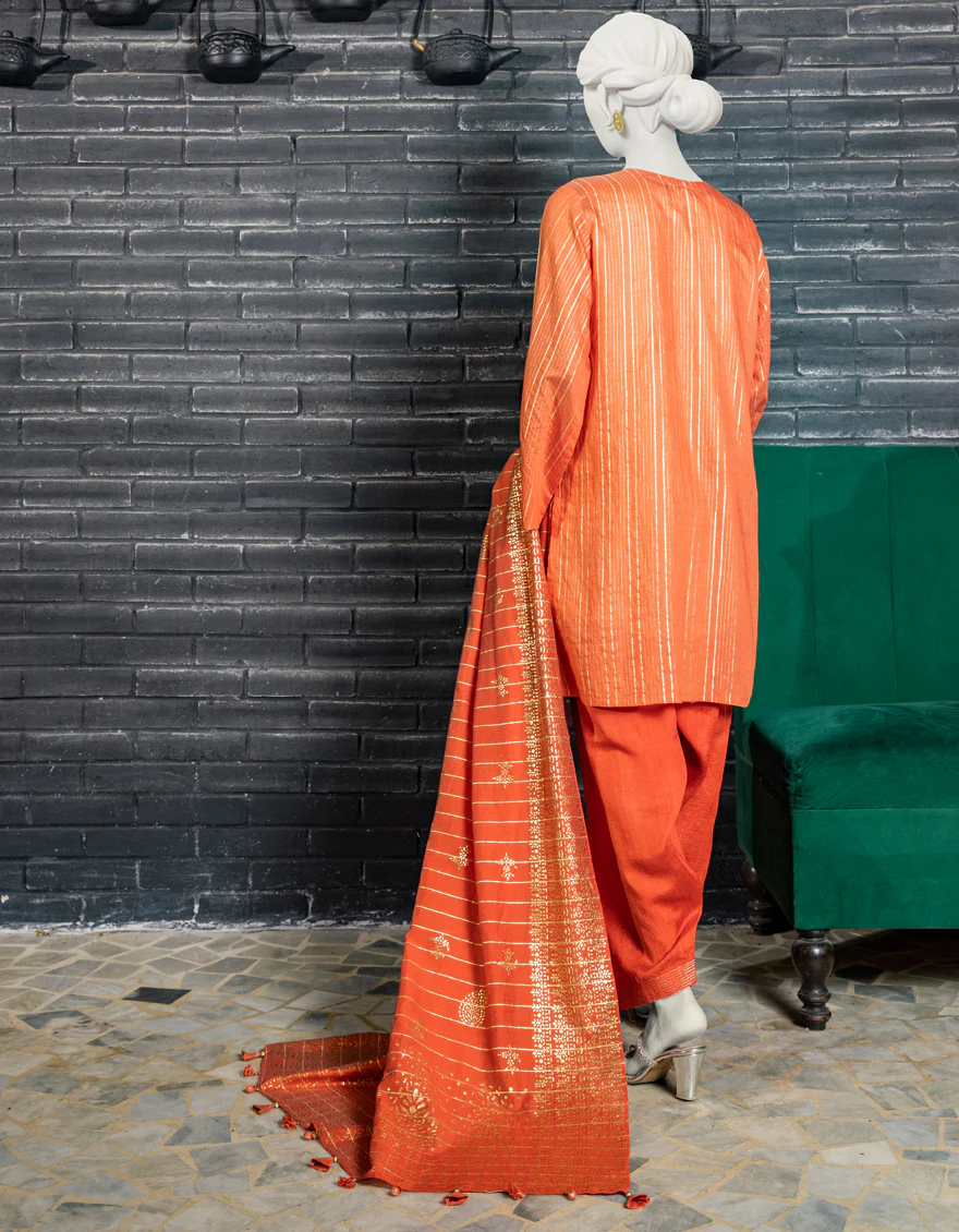 RUST CAMBRIC 3PC UNSTITCHED | JJLS-W-JW-US-22-1778 FB/MAAHRU WHITE - Image 2