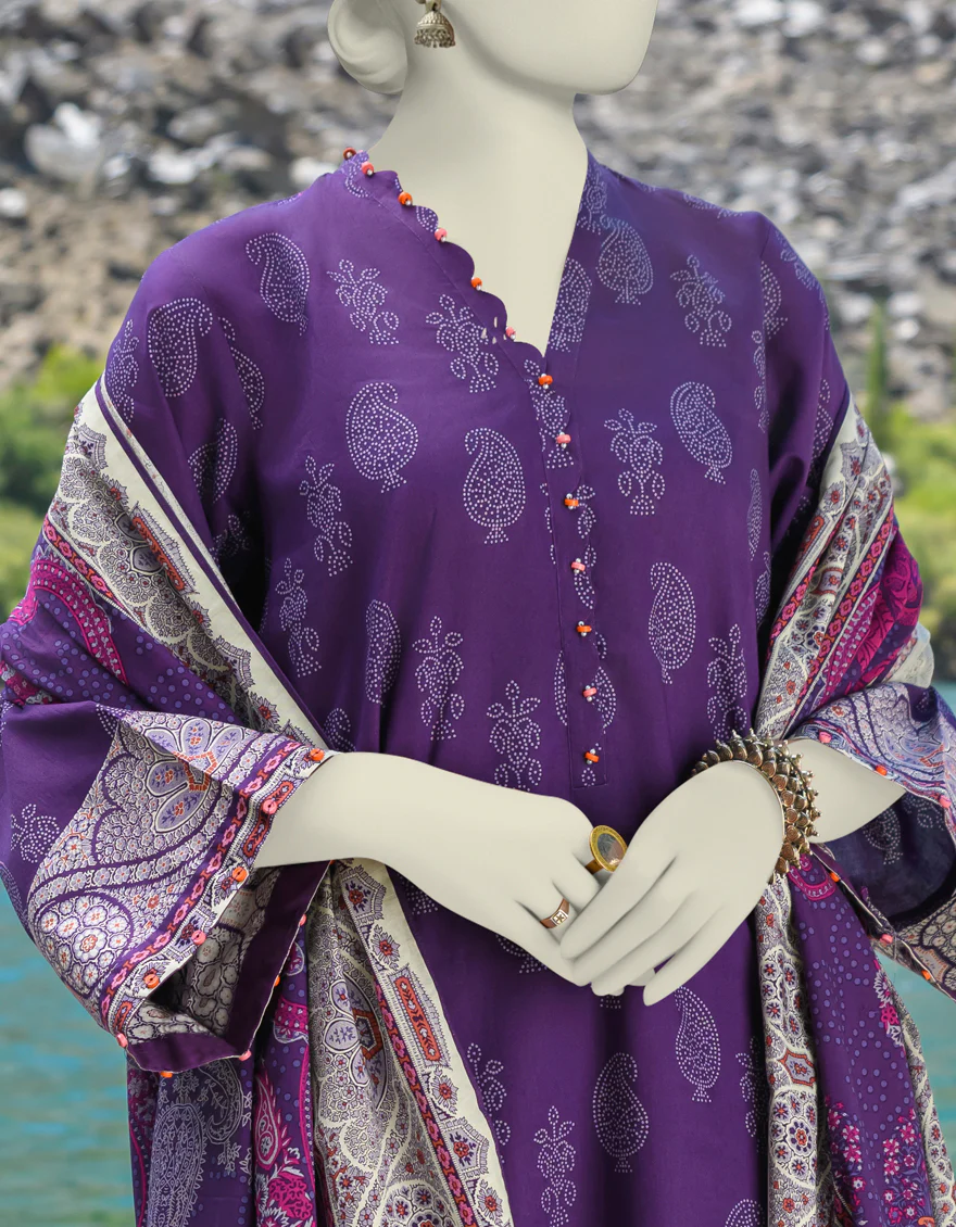 PURPLE CAMBRIC 3PC UNSTITCHED | JJLS-W-JW-US-23-1733 FB/BLOSSOM-1 - Image 3