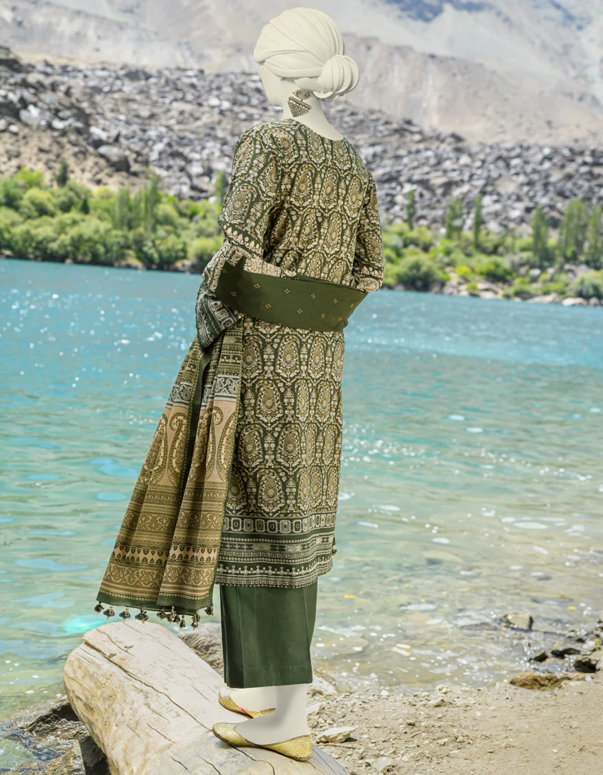 GREEN KHADDAR 3PC UNSTITCHED | JJLS-W-JW-US-23-1740 FB/SPLANDOR-4 - Image 2