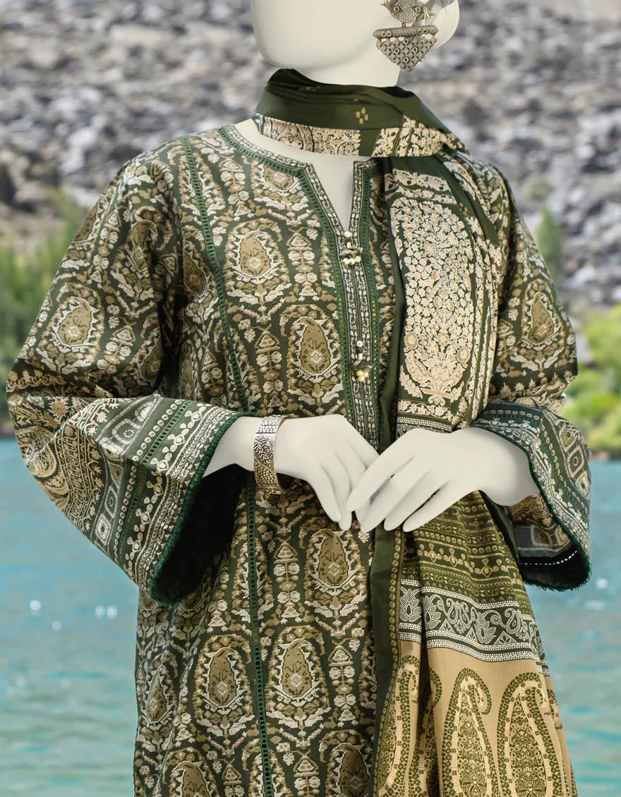 GREEN KHADDAR 3PC UNSTITCHED | JJLS-W-JW-US-23-1740 FB/SPLANDOR-4 - Image 3