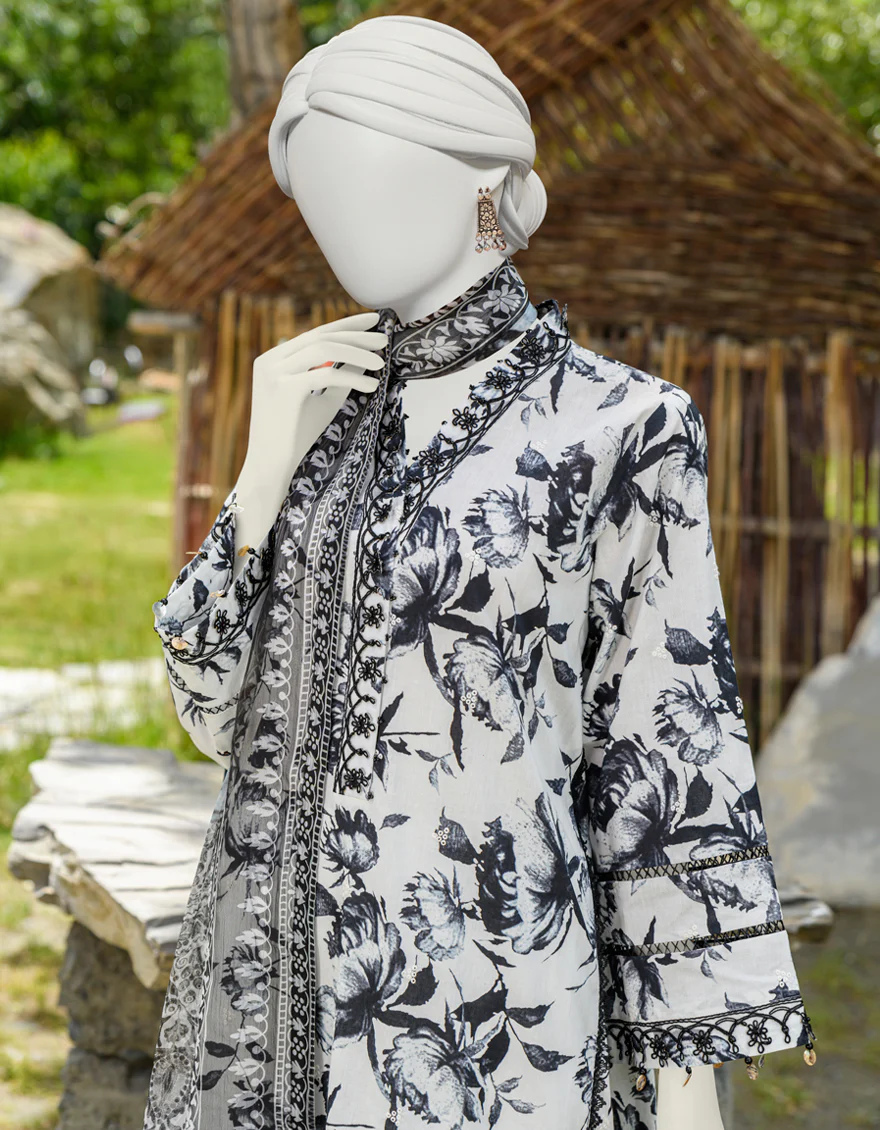 BLACK & WHITE 3PC UNSTITCHED | JJLS-W-JW-US-23-1742 FB/MAJESTIC-2 - Image 4