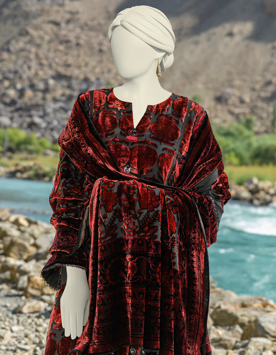 RED & BLACK PALACHI 3PC UNSTITCHED | JJLS-W-JW-US-23-1753 FB/VELVETEEN-1 - Image 4