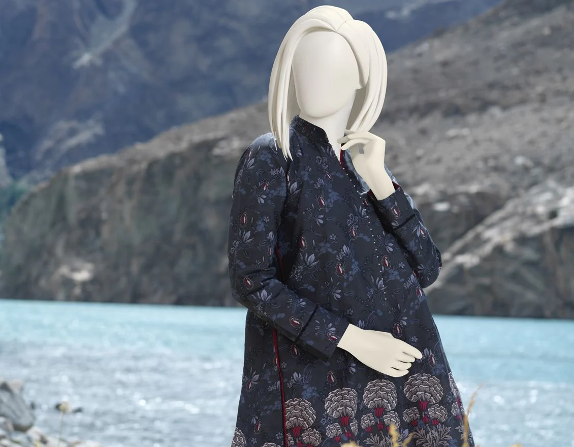 CHARCOAL CAMBRIC 1PC UNSTITCHED | JJLS-W-JW1-US-21-909 FB/PAKIZE - Image 2