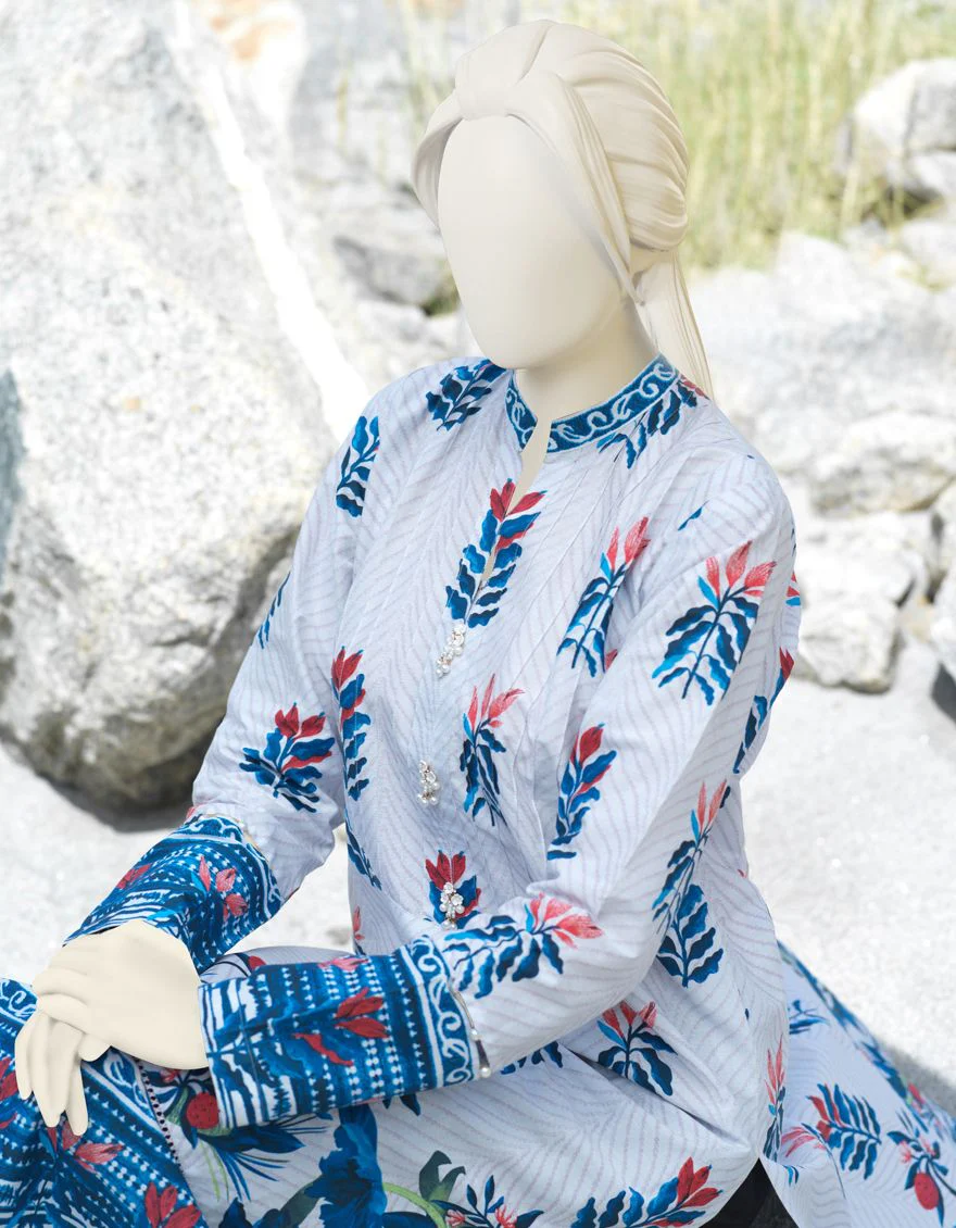 WHITE-BLUE CAMBRIC 1PC UNSTITCHED | JJLS-W-JW1-US-21-910 FB/FERAY - Image 2