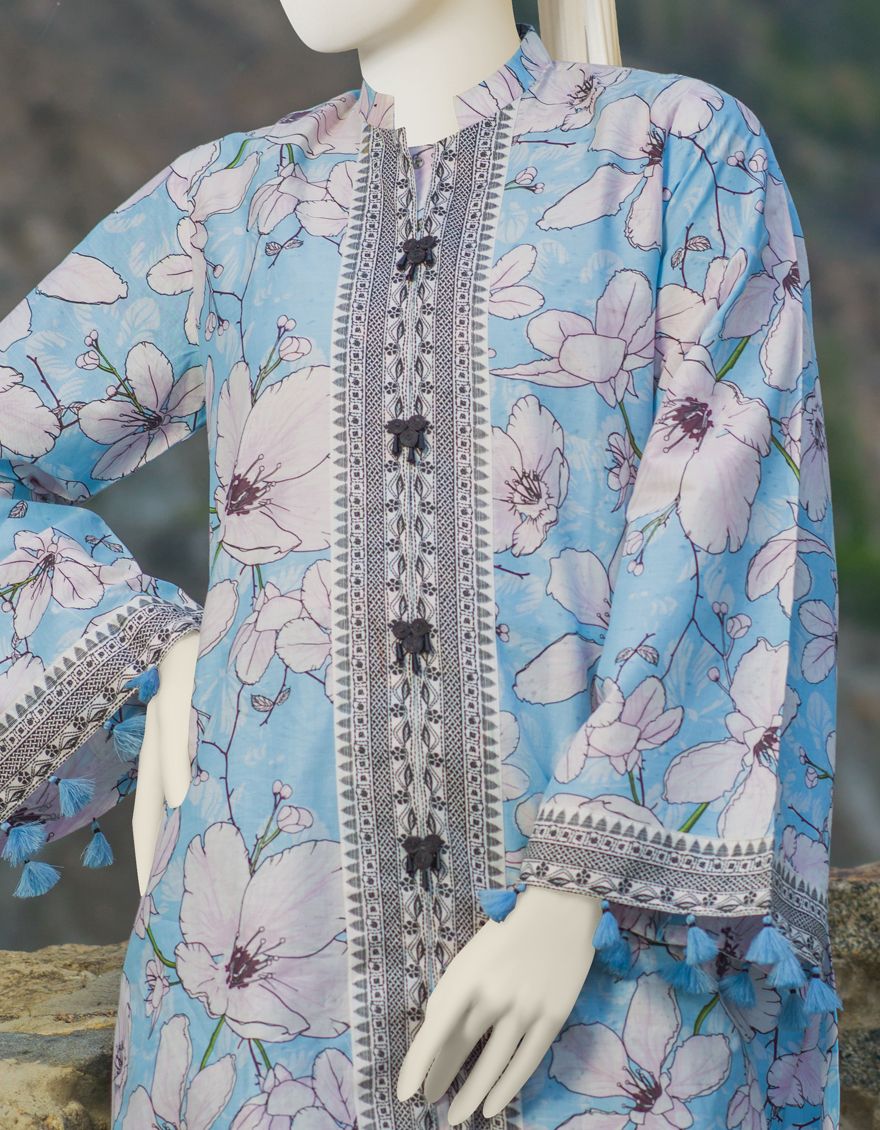 WHITE-BLUE CAMBRIC 1PC UNSTITCHED | JJLS-W-JW1-US-21-911 FB/ZAARA - Image 2