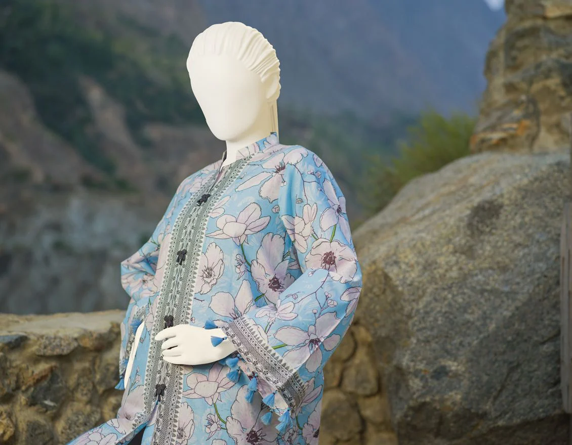 WHITE-BLUE CAMBRIC 1PC UNSTITCHED | JJLS-W-JW1-US-21-911 FB/ZAARA - Image 3