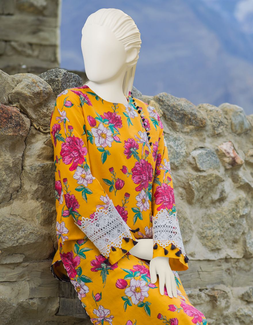 MUSTARD CAMBRIC 1PC UNSTITCHED | JJLS-W-JW1-US-21-915 FB/TATTERED - Image 2