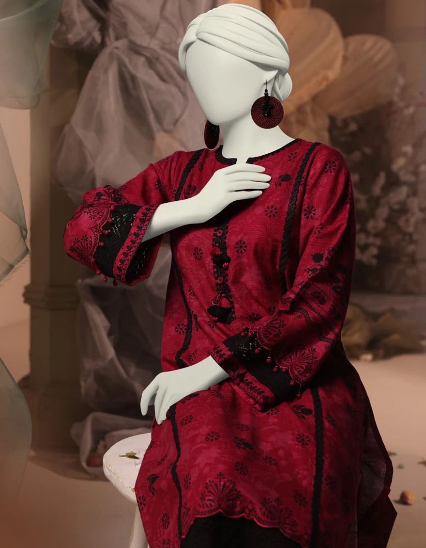 MULTICOLOR KHADDAR 2PC UNSTITCHED | JJLS-W-JW2-24-2030 FB/LACE PATTERNS-2 - Image 3