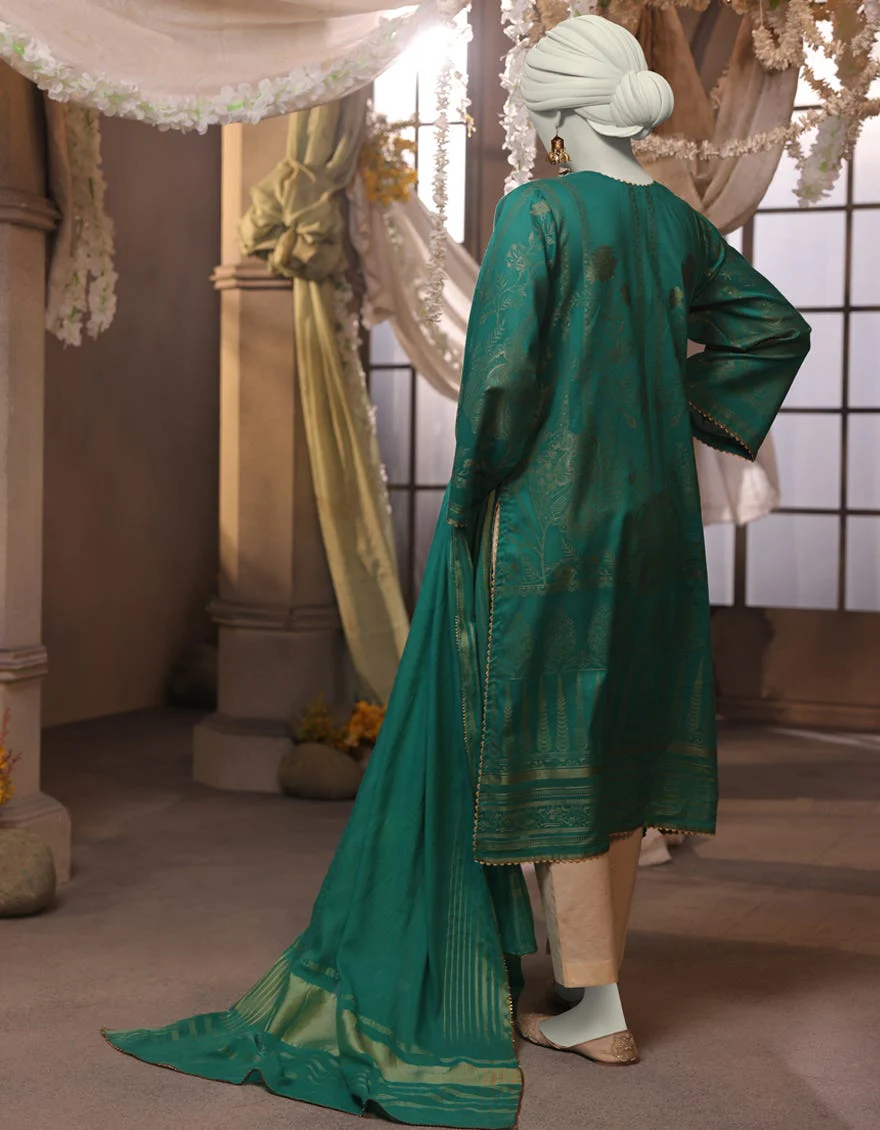 GREEN JACQUARD 2PC UNSTITCHED | JJLS-W-JW2-24-7040 FB/NAQASH-E-ZARI-1 - Image 3