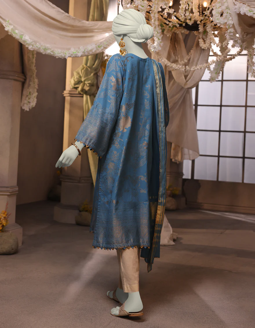 BLUE JACQUARD 2PC UNSTITCHED | JJLS-W-JW2-24-7042 FB/NAQASH-E-ZARI-3 - Image 2