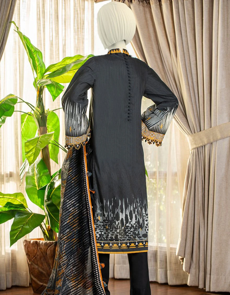 GREY-BLACK CAMBRIC 2PC UNSTITCHED | JJLS-W-JW2-US-20-7013 FB/BURLYWOOD - Image 3