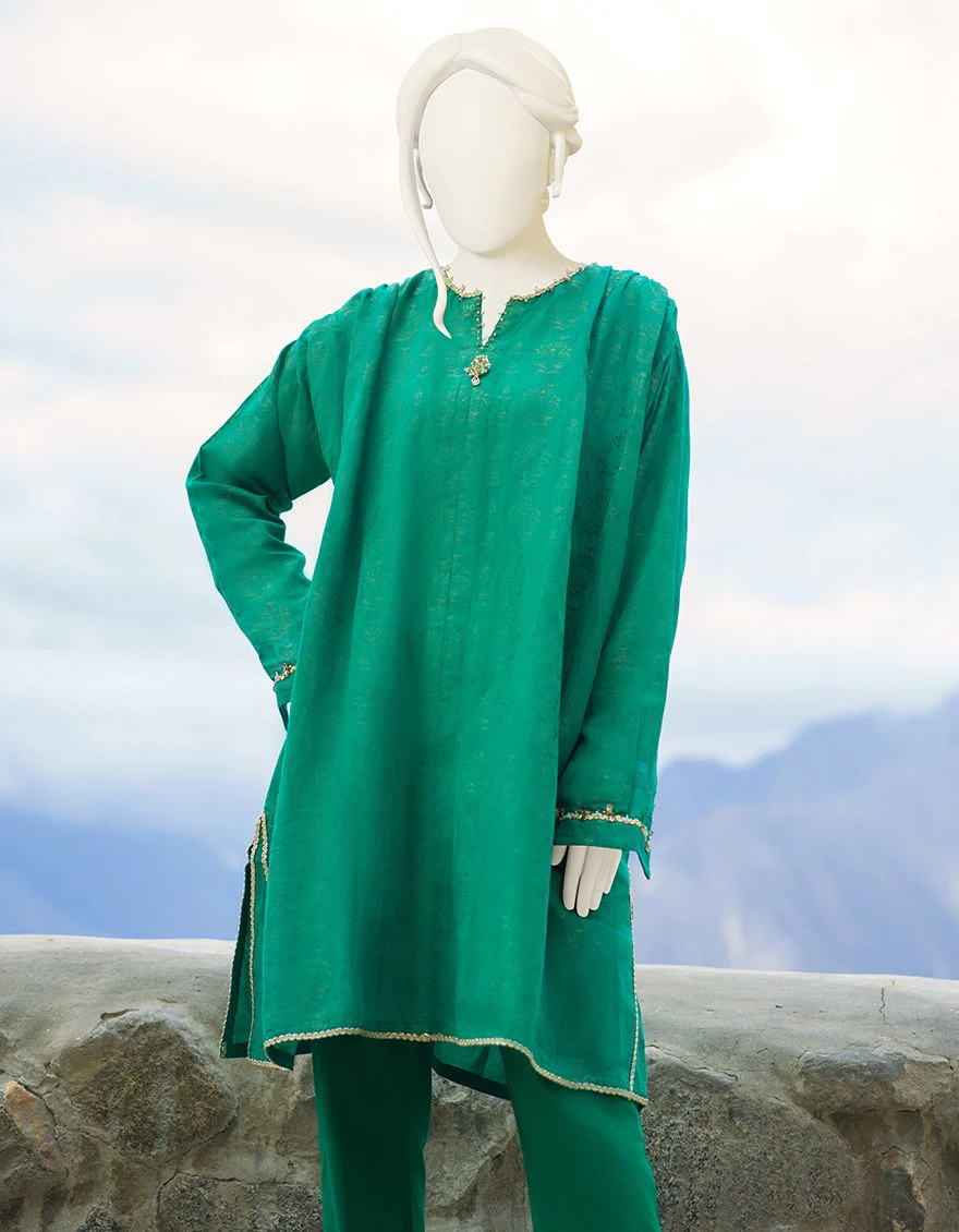 GREEN JACQUARD 2PC UNSTITCHED | JJLS-W-JW2-US-21-2026 FB/MUDADS - Image 3