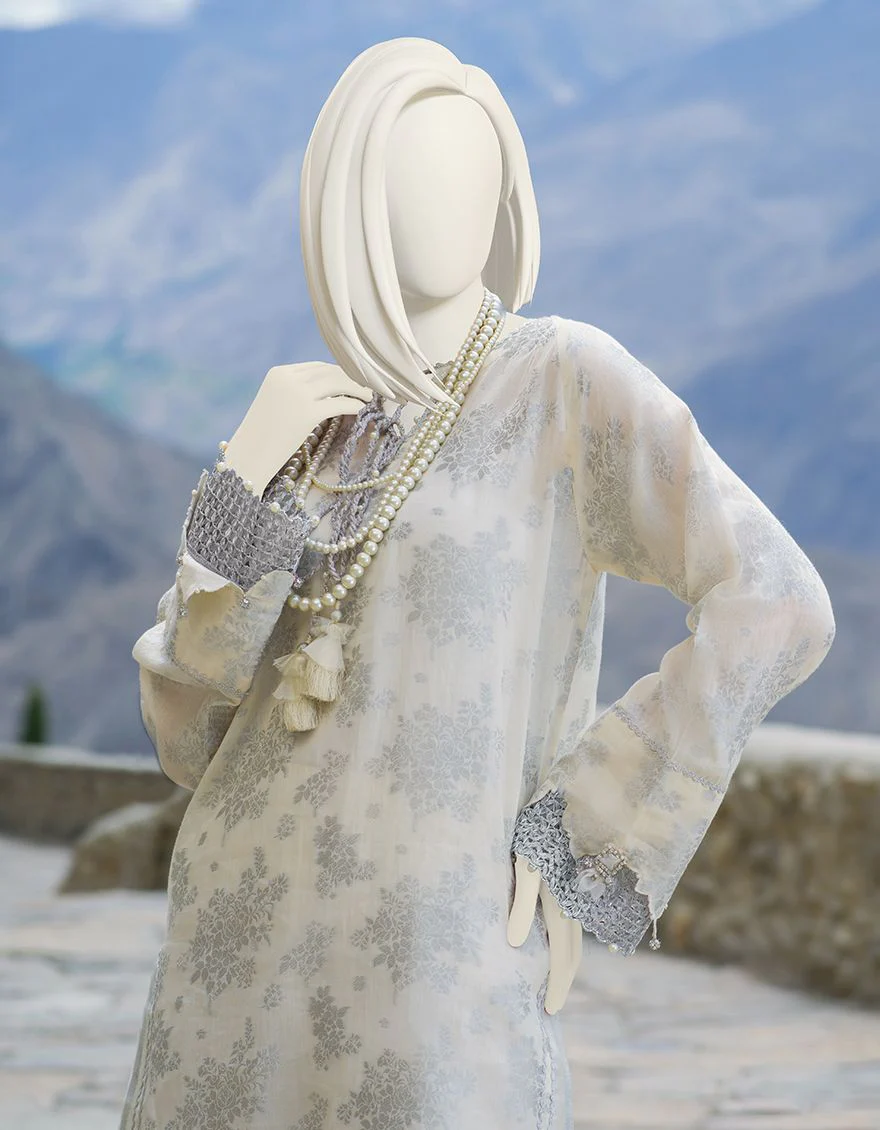 OFF WHITE JACQUARD 2PC UNSTITCHED | JJLS-W-JW2-US-21-2027 FB/ZAAFIR - Image 2