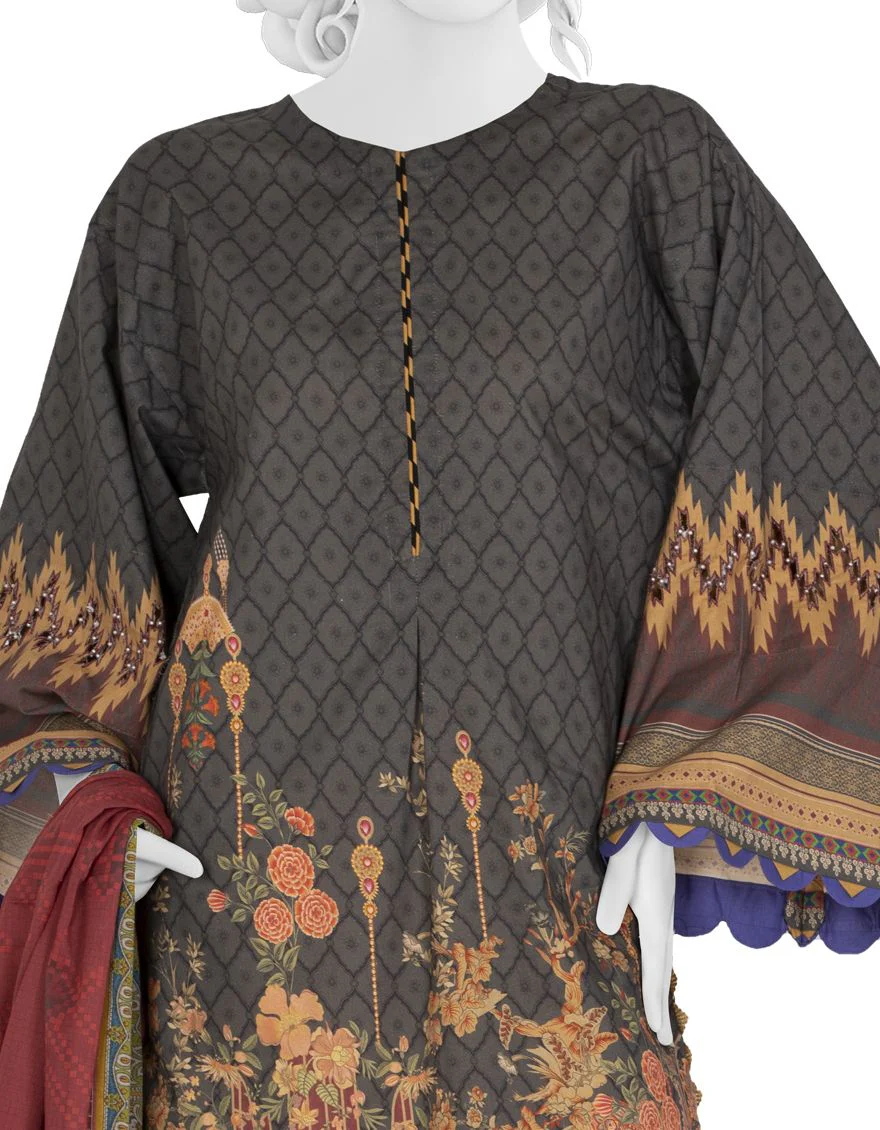 RED-CHARCOAL CAMBRIC 2PC UNSTITCHED | JJLS-W-JW2-US-21-7019 FB/NIGHT BLUE - Image 2