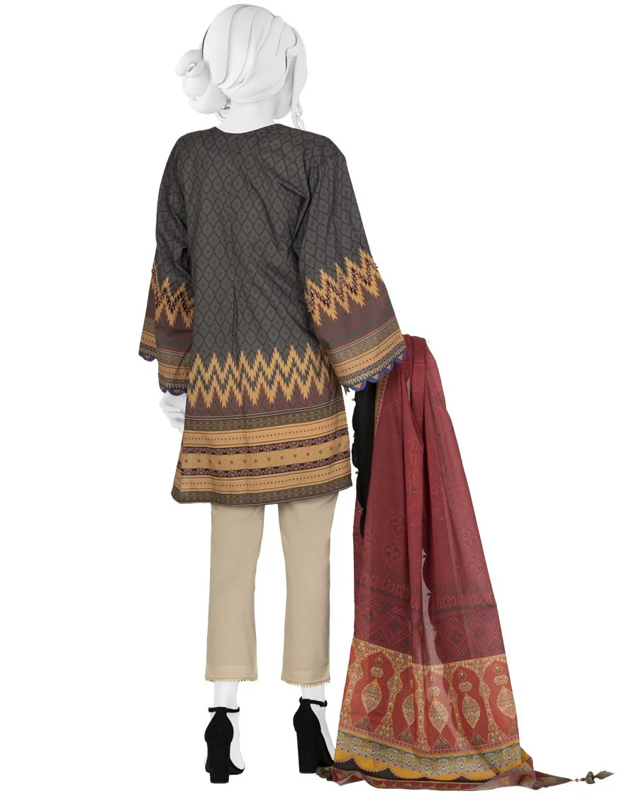 RED-CHARCOAL CAMBRIC 2PC UNSTITCHED | JJLS-W-JW2-US-21-7019 FB/NIGHT BLUE - Image 3