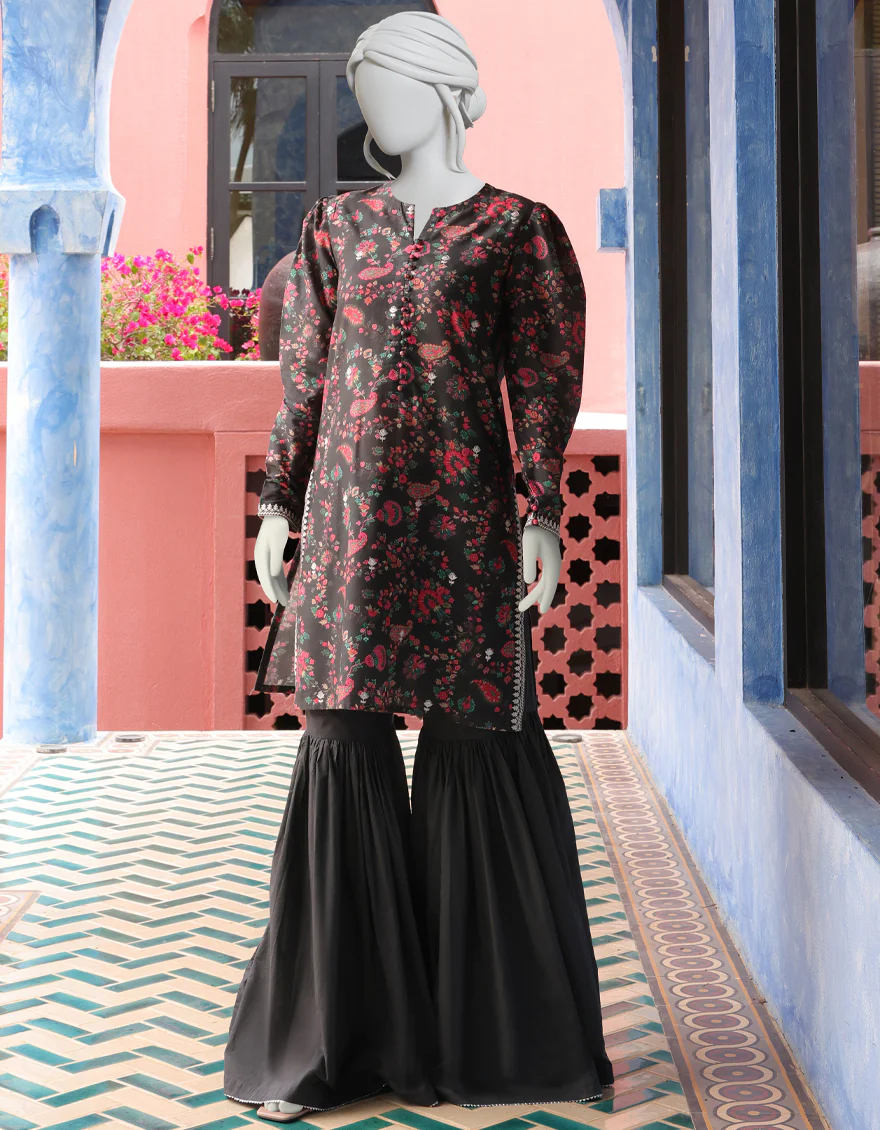 BLACK CAMBRIC 2PC UNSTITCHED | JJLS-W-JW2-US-22-2036 FB/MIA
