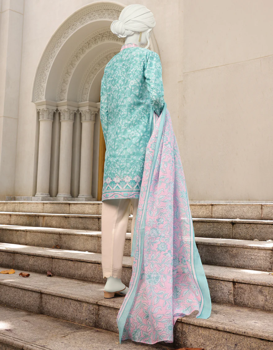 AQUA-TEAL CAMBRIC 2PC UNSTITCHED | JJLS-W-JW2-US-22-7036 FB/BAGH - Image 2