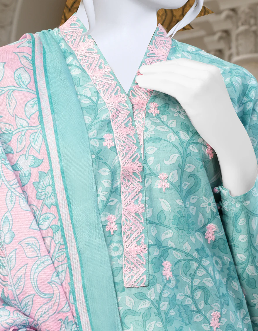 AQUA-TEAL CAMBRIC 2PC UNSTITCHED | JJLS-W-JW2-US-22-7036 FB/BAGH - Image 4