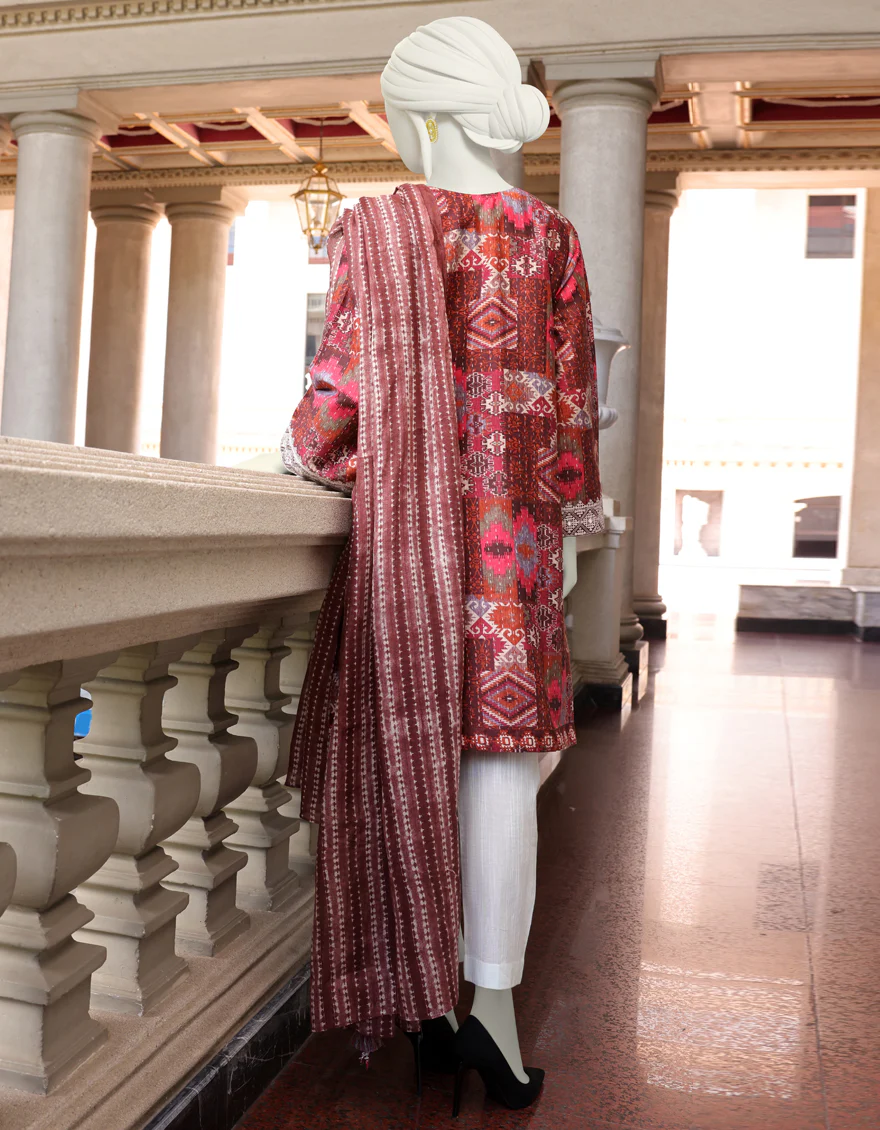 MULTICOLOR CAMBRIC 2PC UNSTITCHED | JJLS-W-JW2-US-22-7037 FB/BANDHNI - Image 2