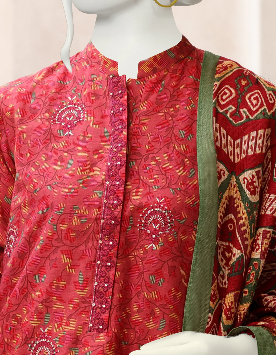 MAROON CAMBRIC 2PC UNSTITCHED | JJLS-W-JW2-US-22-7039 FB/SURKHI - Image 3