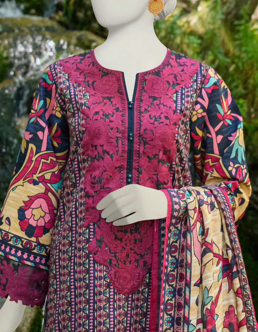 BLACK & HOT PINK CAMBRIC 2PC UNSTITCHED | JJLS-W-JW2-US-23-7030 FB/ORACLE-1 - Image 3