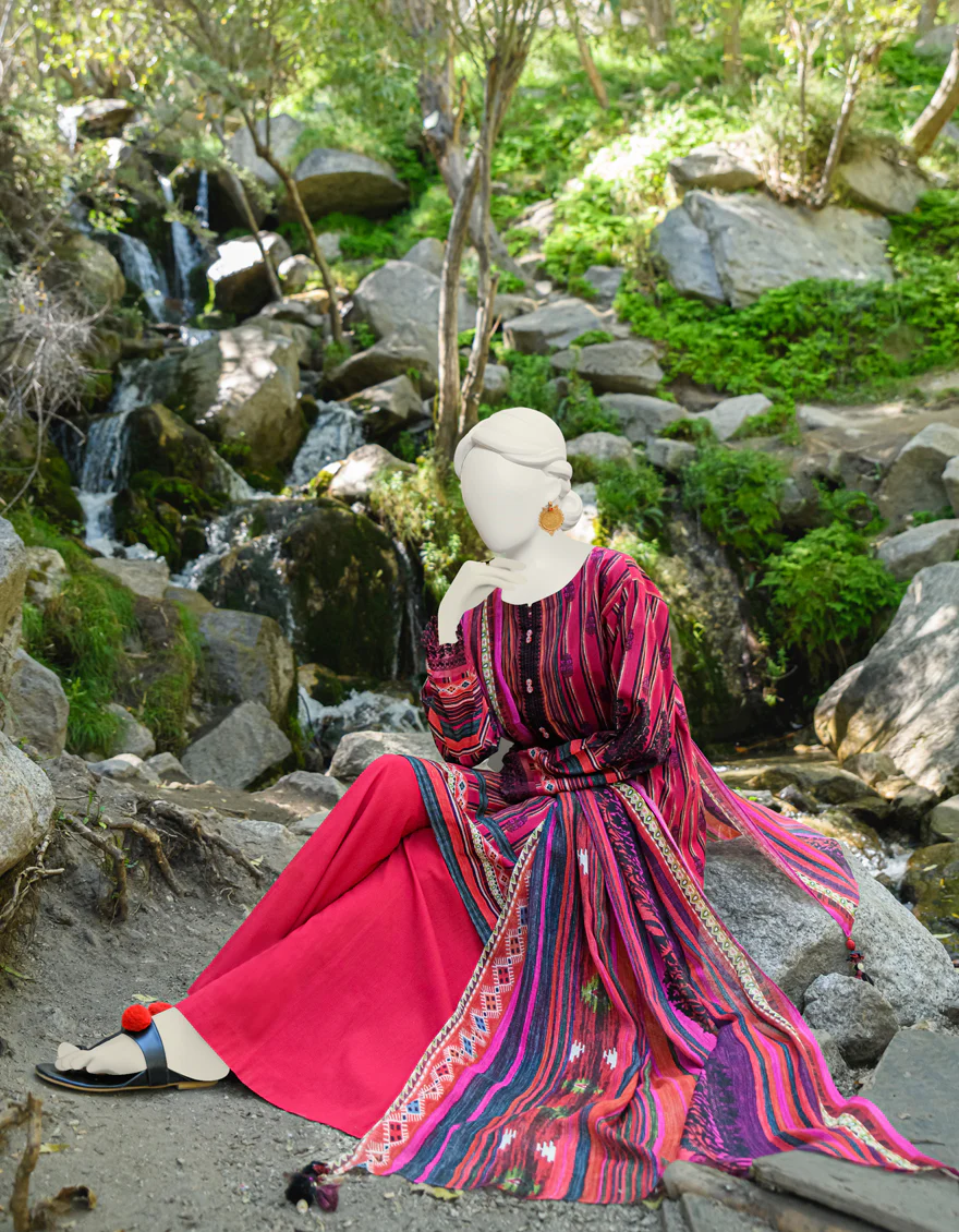 BLACK & HOT PINK CAMBRIC 2PC UNSTITCHED | JJLS-W-JW2-US-23-7031 FB/ORACLE-2 - Image 3
