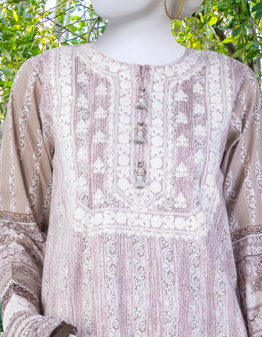 OFF WHITE-BEIGE CAMBRIC 2PC UNSTITCHED | JJLS-W-JW2-US-23-7033 FB/ORACLE-4 - Image 3