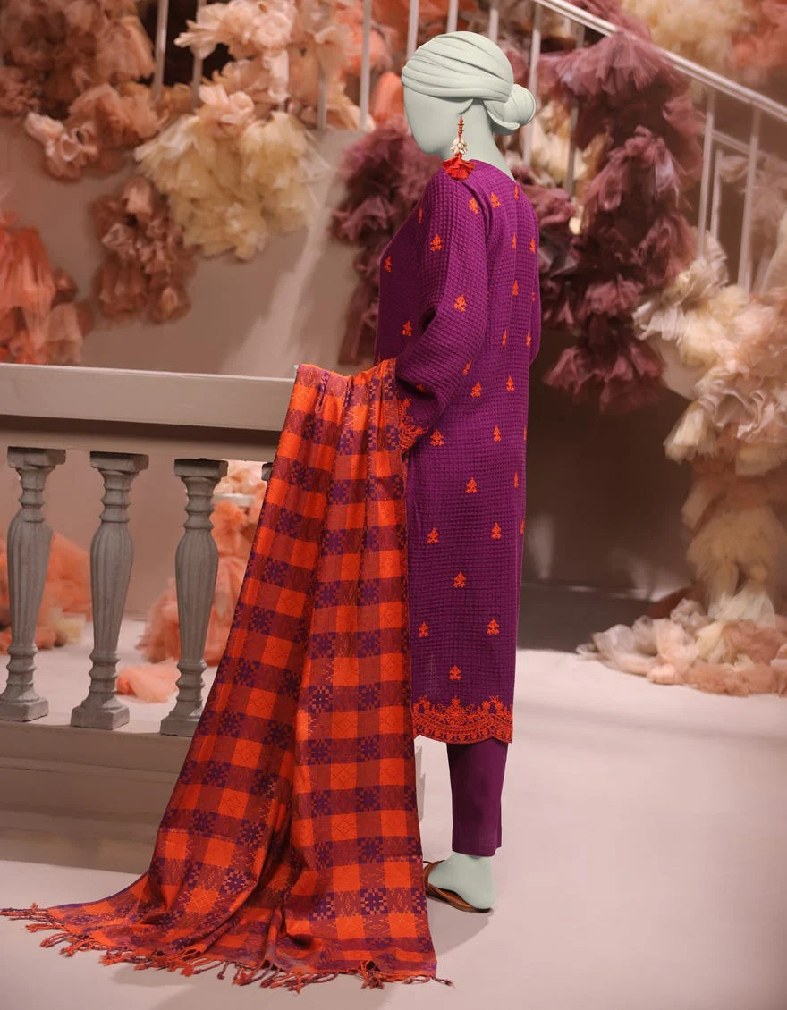 PURPLE JACQUARD 3PC UNSTITCHED | JJLS-W-JWU-24-1719 FB/FLORAL CHECKS-04 - Image 2