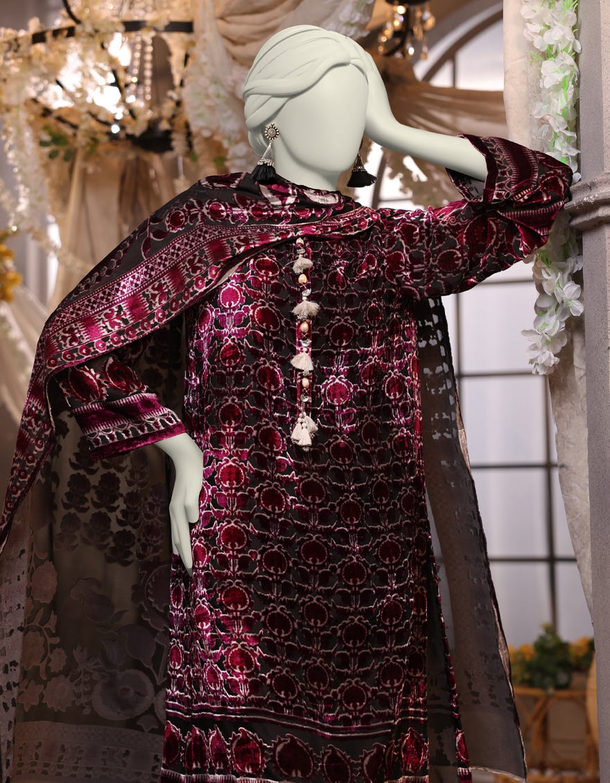 PURPLE 3PC UNSTITCHED | JJLS-W-JWU-24-1756 FB/SUZANI FOLK-1 - Image 2