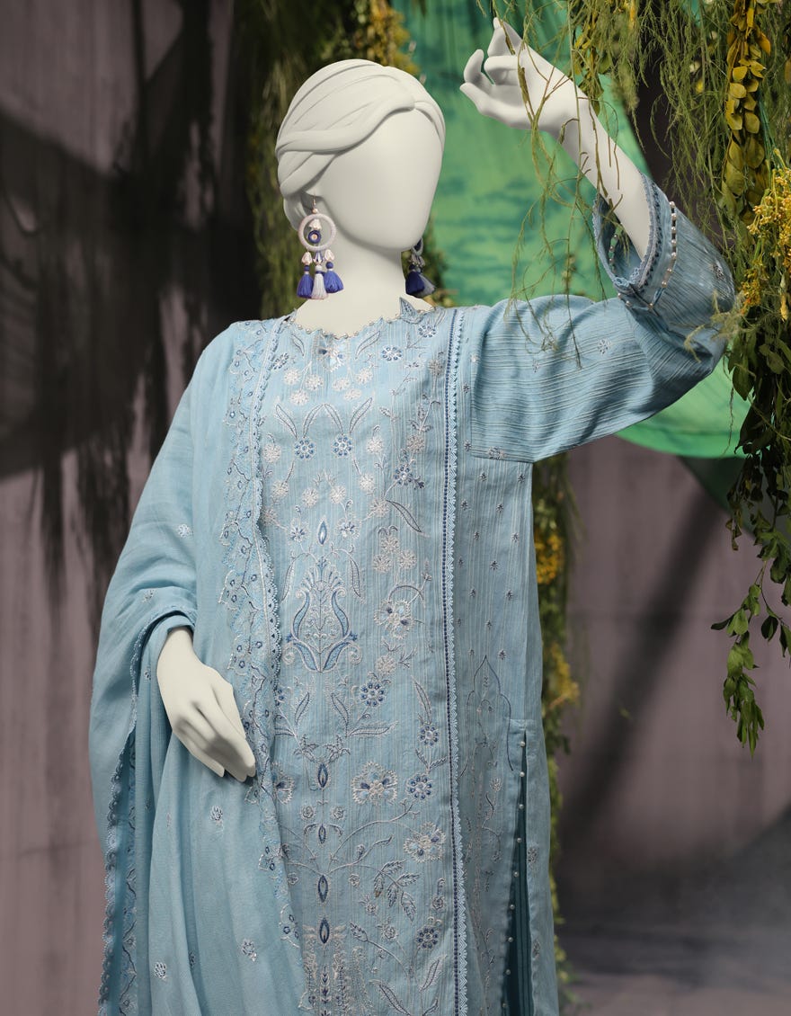 BLUE JACQUARD 3PC UNSTITCHED | JJLS-W-JWU-24-1778 FB/MUGHAL EMBROIDERED-3 - Image 2