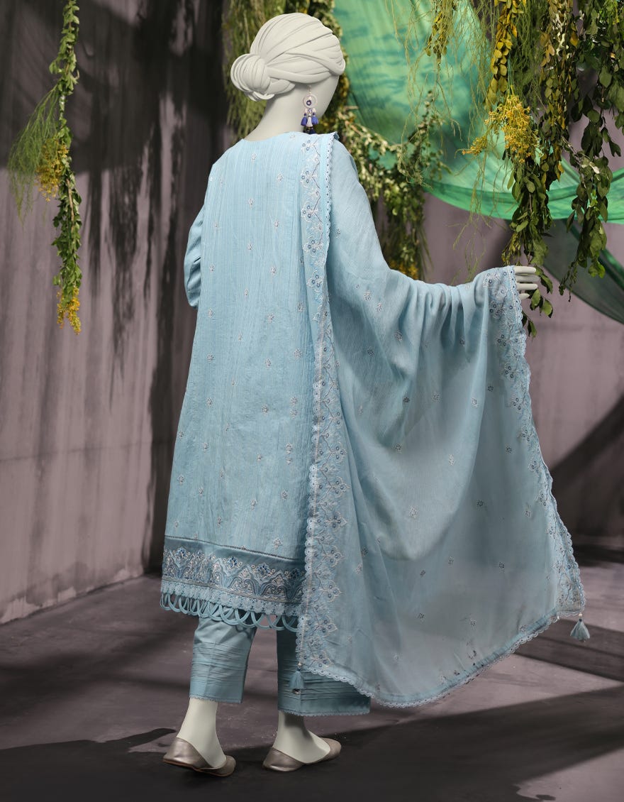 BLUE JACQUARD 3PC UNSTITCHED | JJLS-W-JWU-24-1778 FB/MUGHAL EMBROIDERED-3 - Image 3
