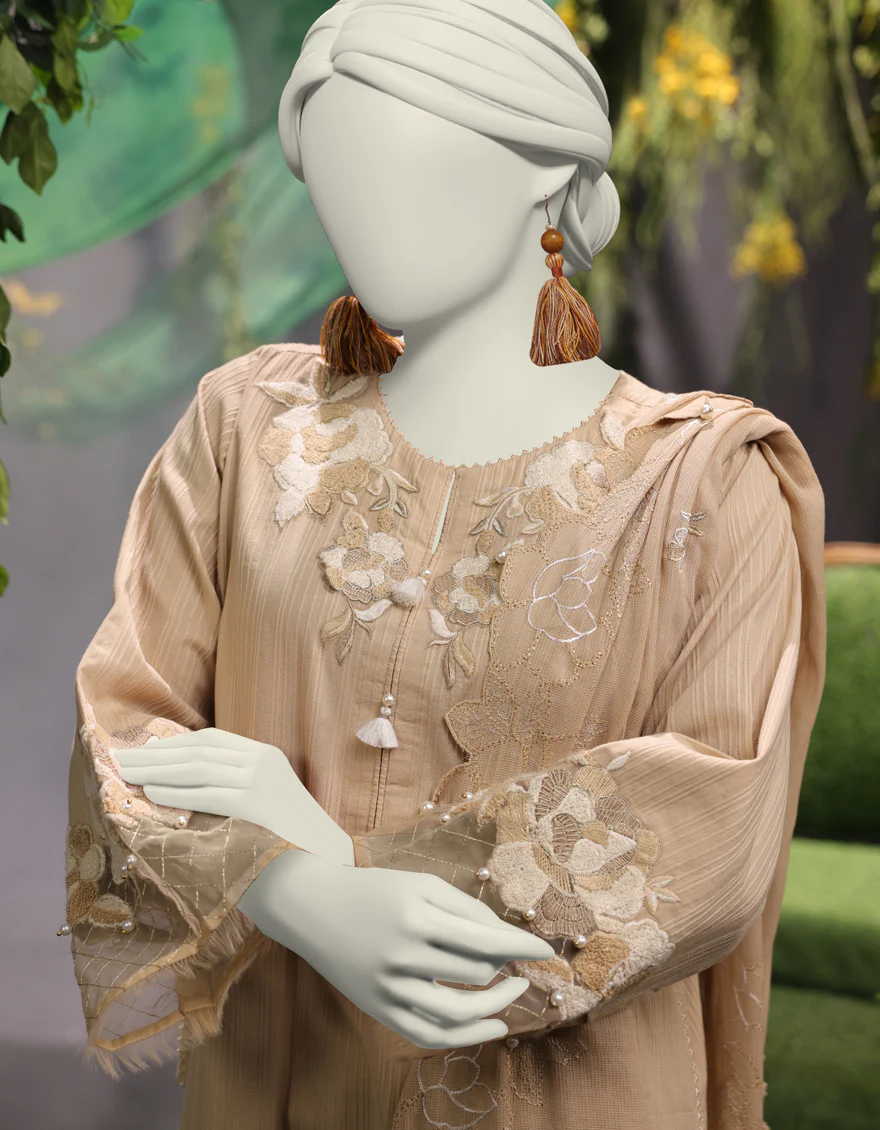 BROWN JACQUARD 3PC UNSTITCHED | JJLS-W-JWU-24-1779 FB/MUGHAL EMBROIDERED-04 - Image 2